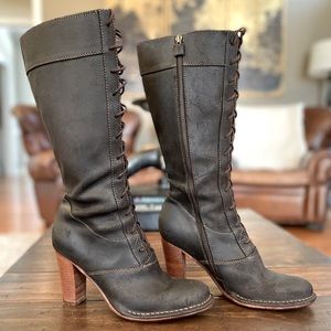 Frye Villager Lace Up Knee High Boots